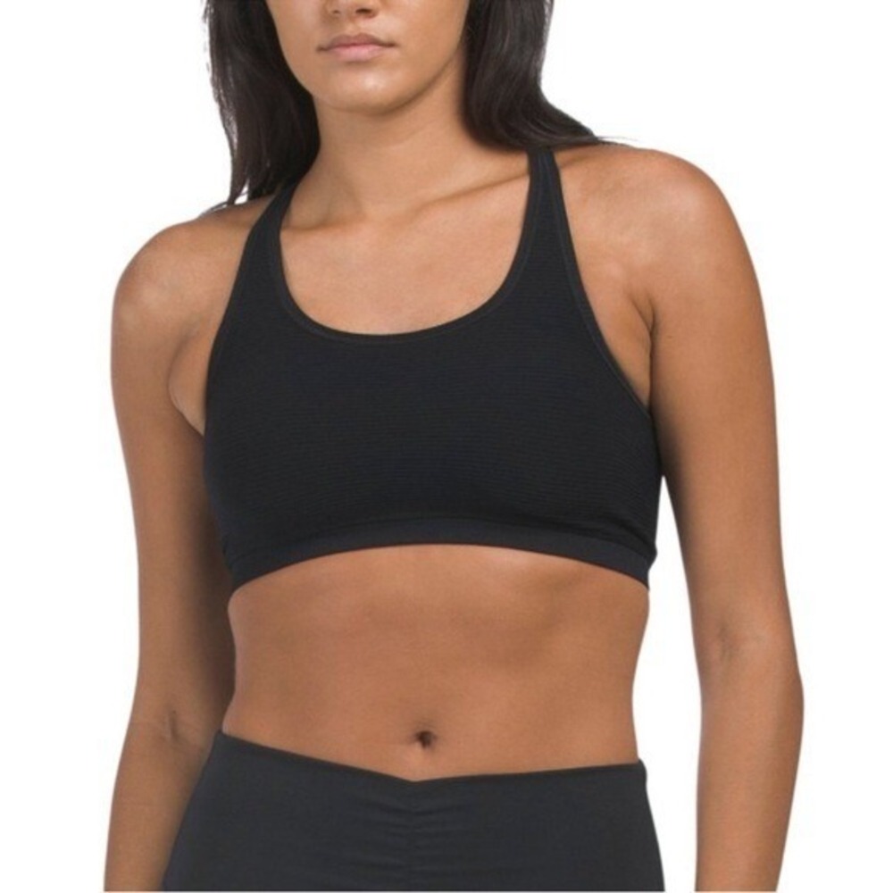 NUX Black Made In Usa Shapeshifter Sports Bra Black Ribbed‎ small NWOT